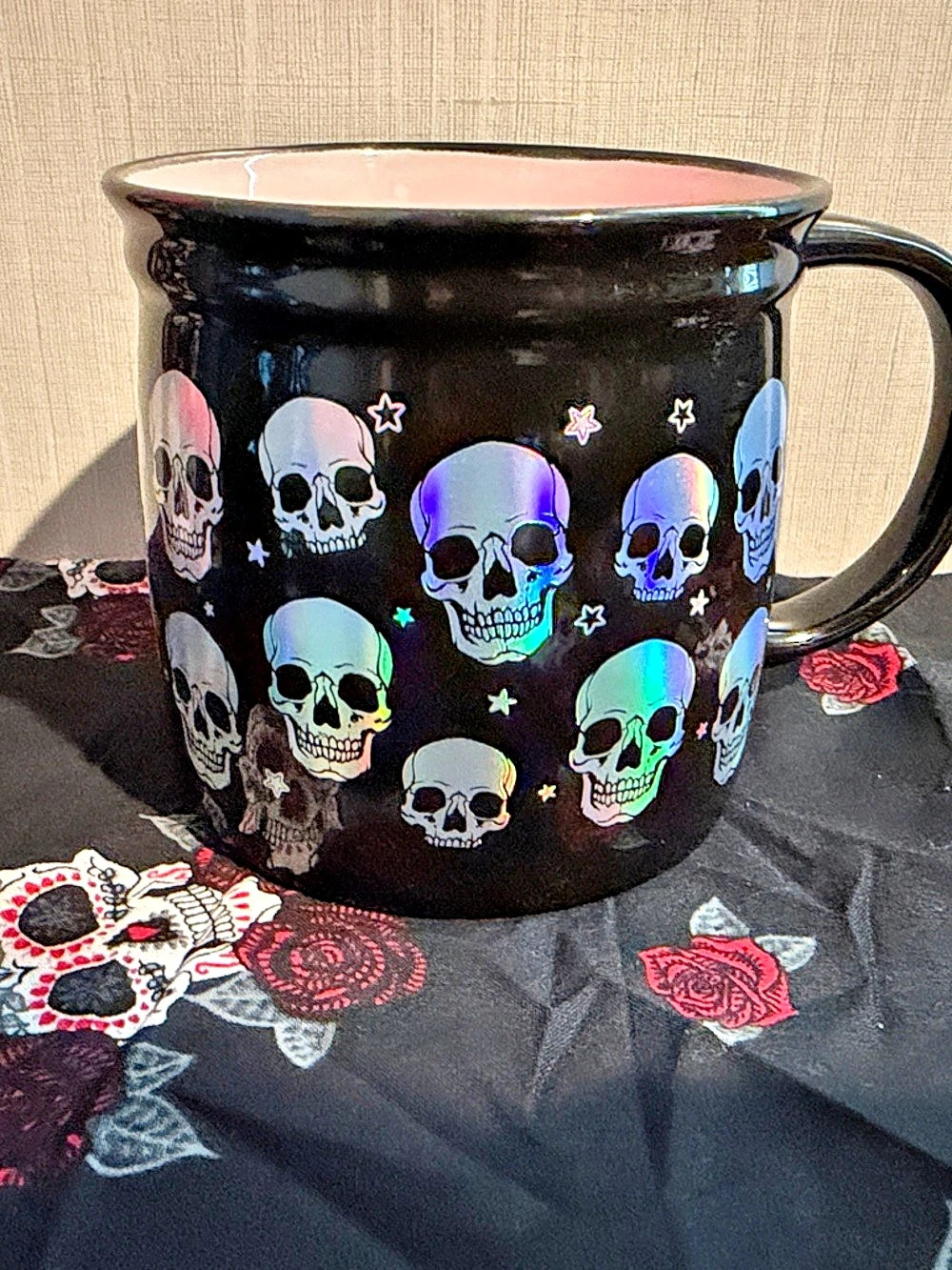 Skull Mug in Black & Pink